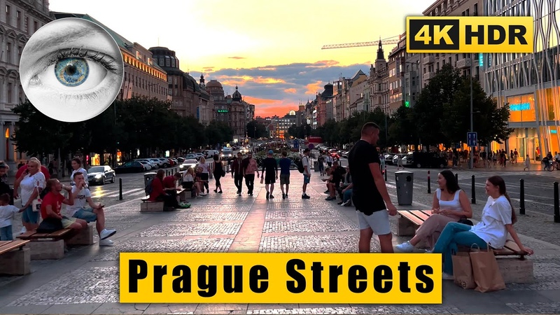 Red evening in Prague 4k Czech Republic Walk: Wenceslas Square Old Town Square HDR