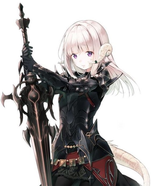 White haired anime knight