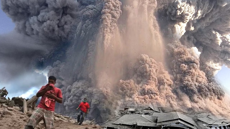 Sky Exploded Eruption of Mount Merapi, Central Java, Indonesia. Volcano Merapi