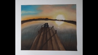 Закат на пристани. Пастель / Sunset at the pier. Pastel